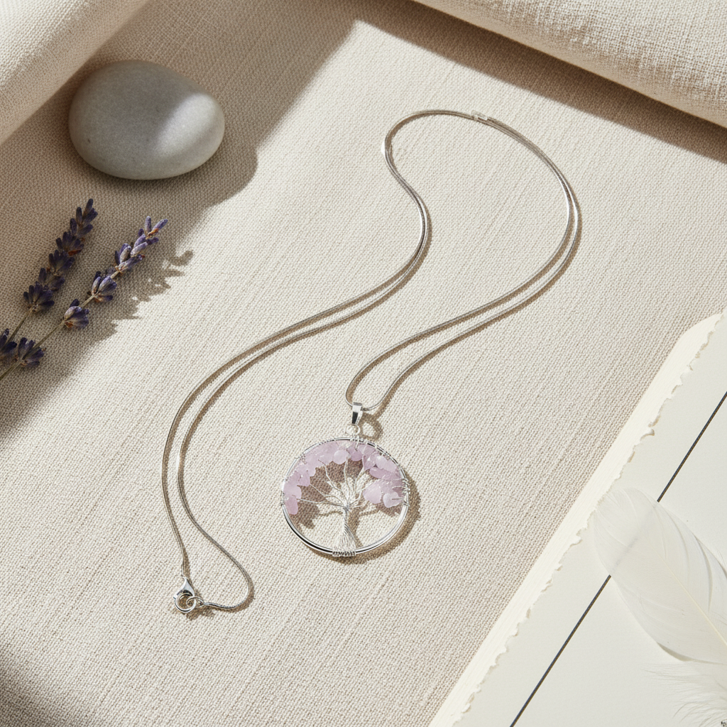 Tree of Life Pendant with Rose Quartz