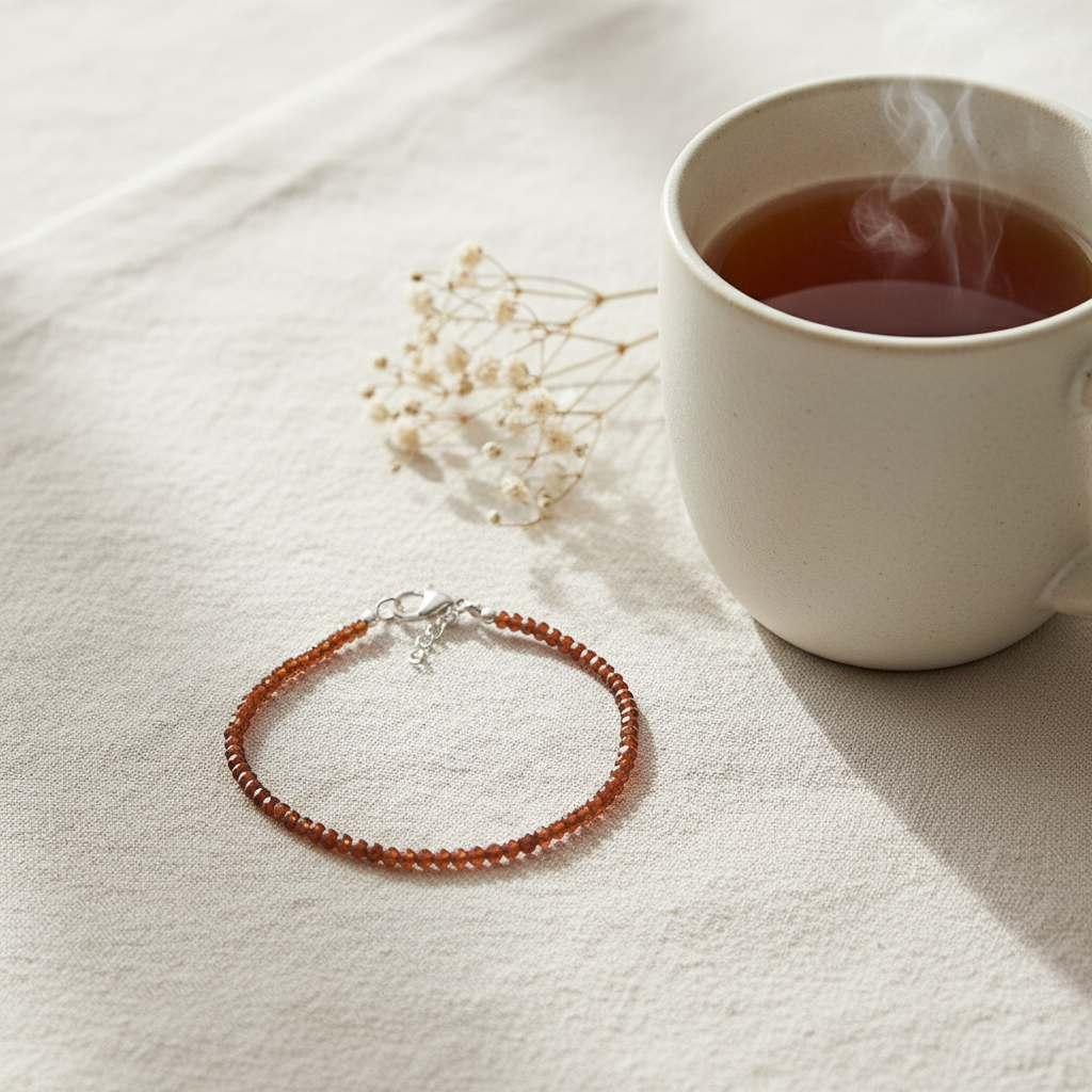 Hessonite Garnet Bracelet (Silver Hook)