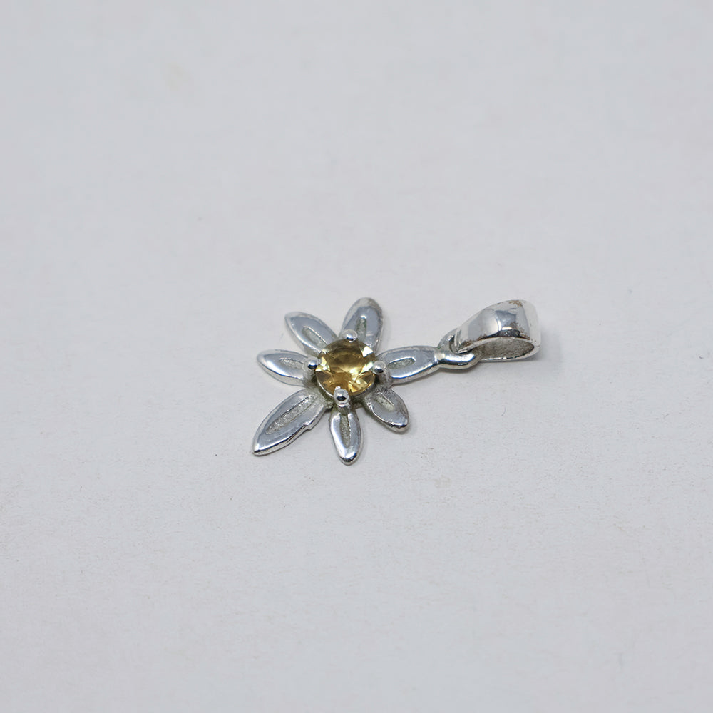 Citrine Flower Silver Pendant