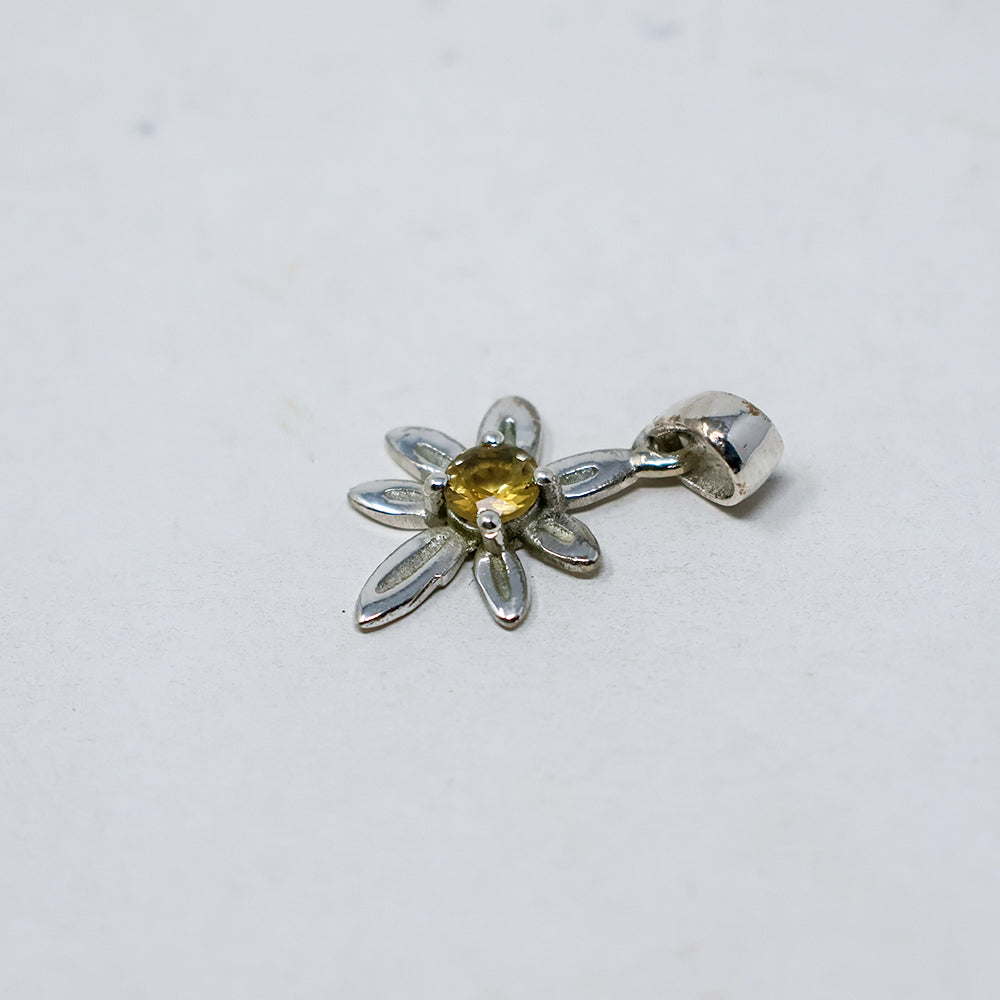 Citrine Flower Silver Pendant