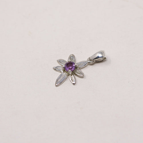 Amethsyt Flower Silver Pendant