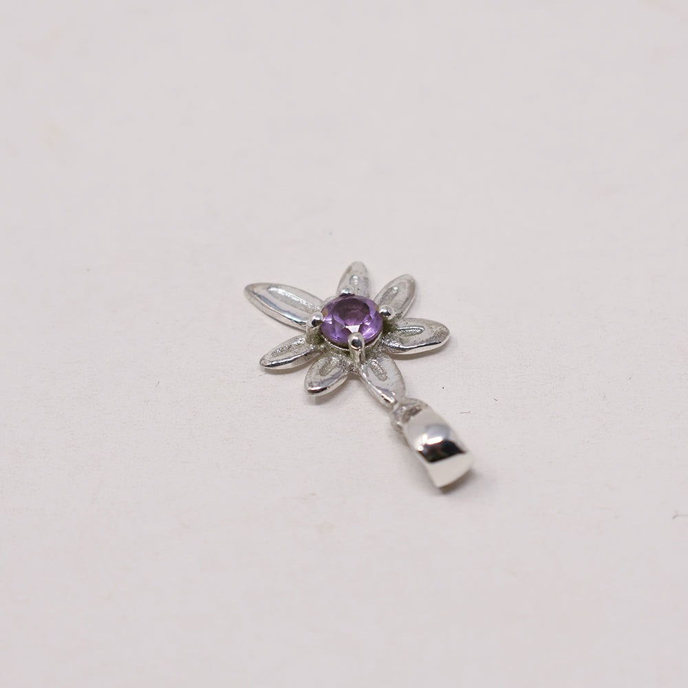 Amethsyt Flower Silver Pendant