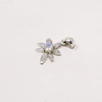Rainbow Moonstone Flower Silver Pendant