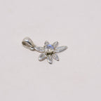 Rainbow Moonstone Flower Silver Pendant