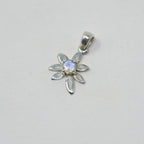 Rainbow Moonstone Flower Silver Pendant