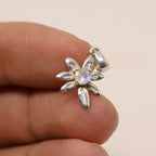 Rainbow Moonstone Flower Silver Pendant