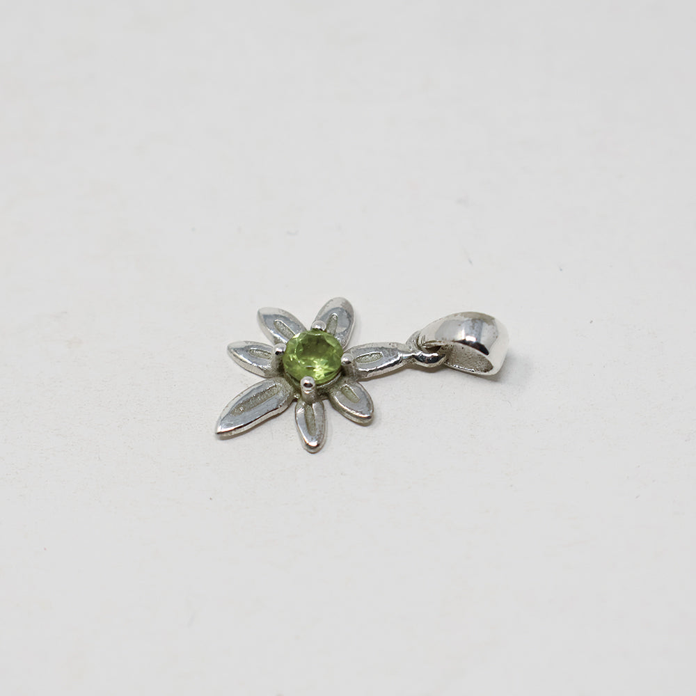 Peridot Flower Silver Pendant