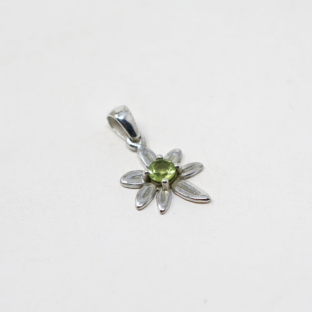 Peridot Flower Silver Pendant
