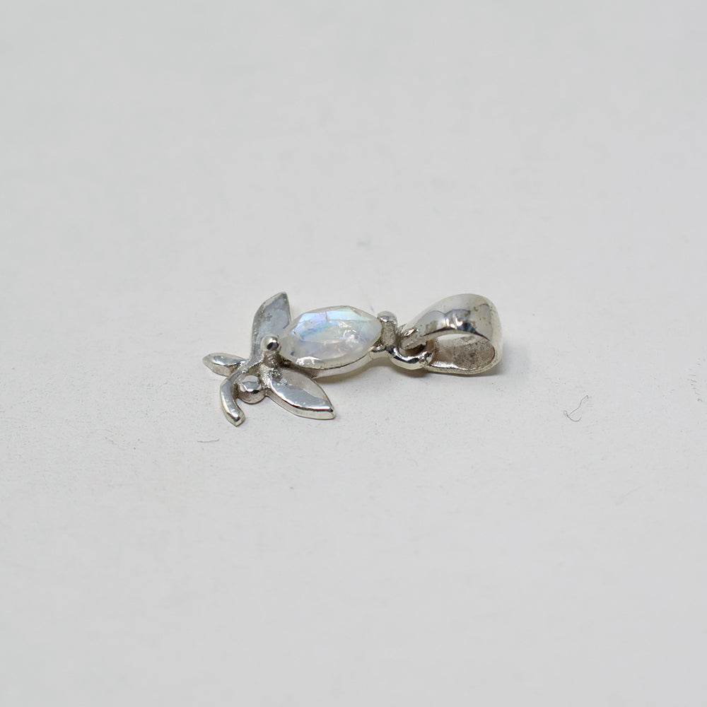 Rainbow Moonstone Butterfly Silver Pendant