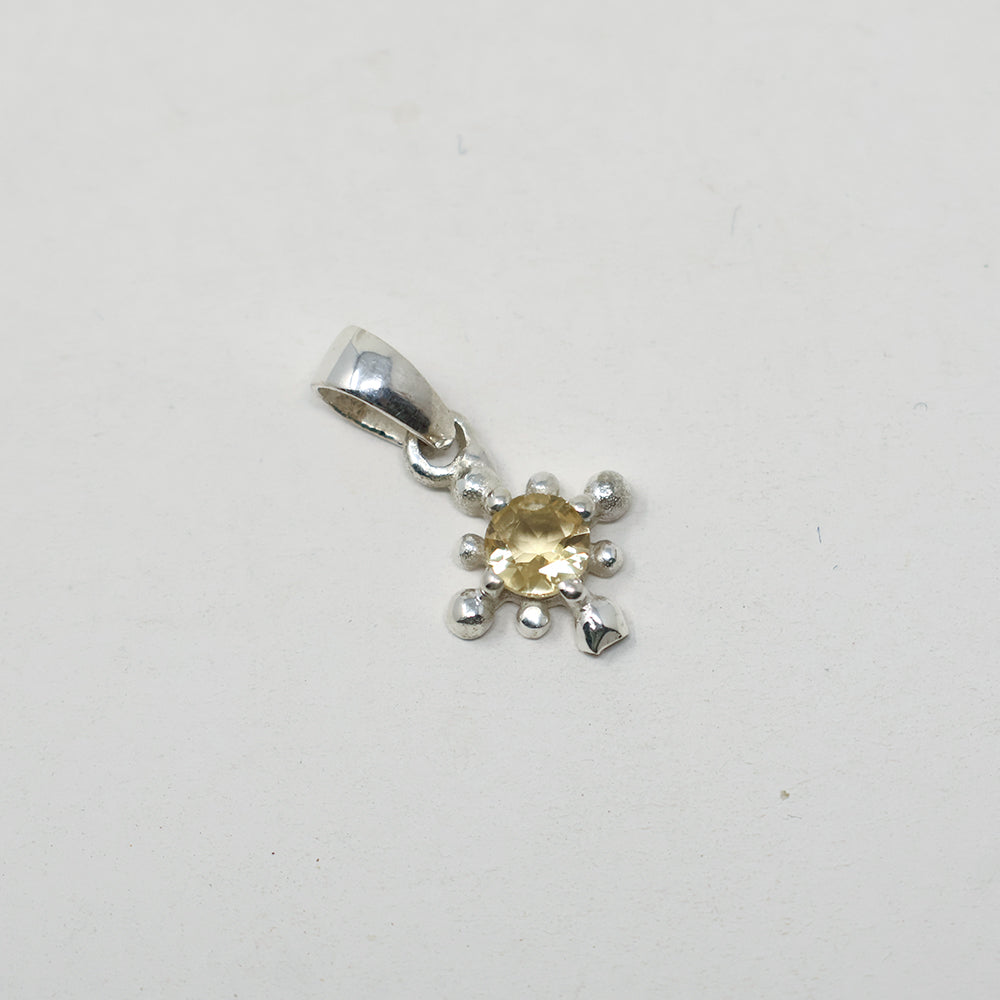 Citrine Snowflake Silver Pendant