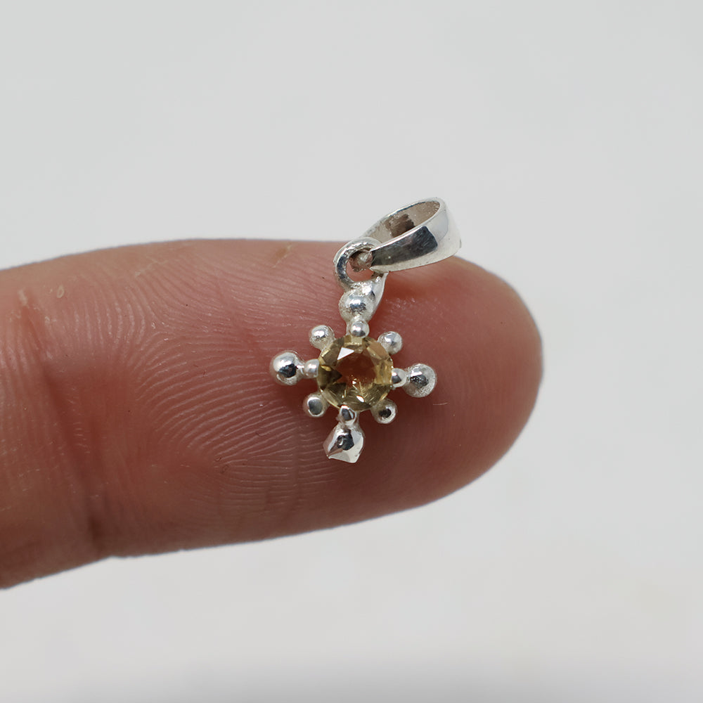 Citrine Snowflake Silver Pendant