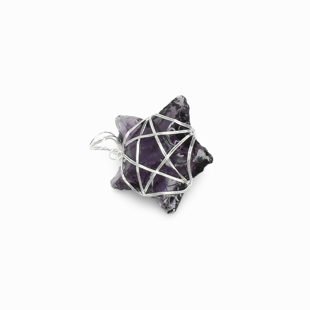 Purple Obsidian Wire Wrapped Pendant
