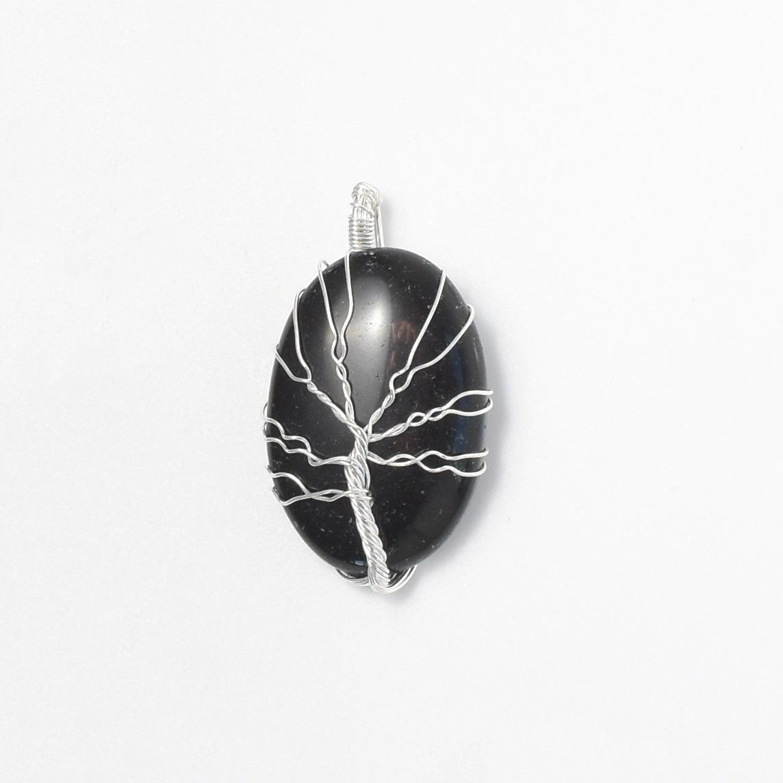 Black Agate Wire Wrapped Pendant - Mystic Gleam