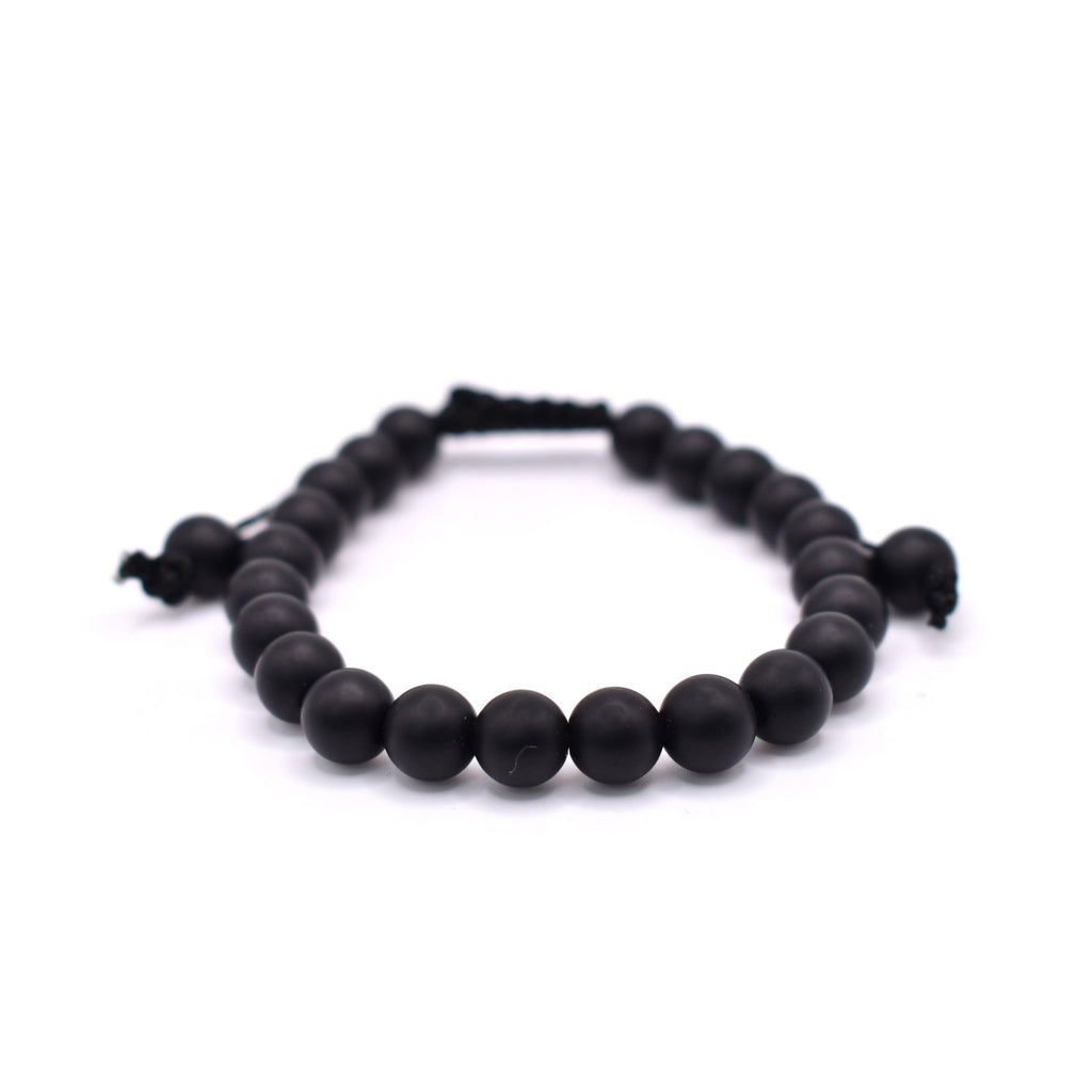 Black Onyx Adjustable Bracelet (Matte Finished) - Mystic Gleam