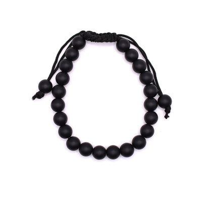 Black Onyx Adjustable Bracelet (Matte Finished) - Mystic Gleam