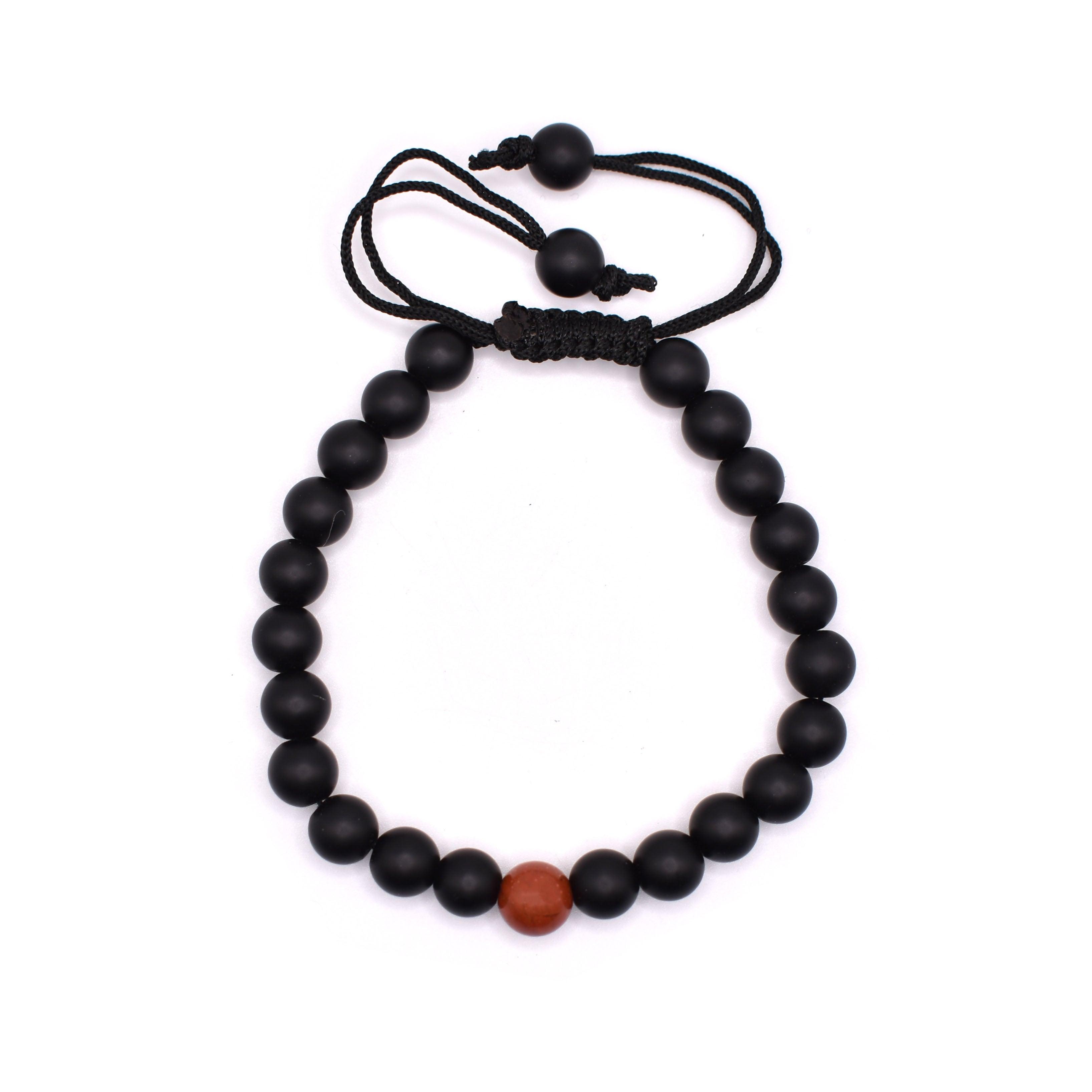 Black Onyx Adjustable Bracelet (Matte Finished) - Mystic Gleam