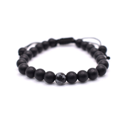 Black Onyx Adjustable Bracelet (Matte Finished) - Mystic Gleam