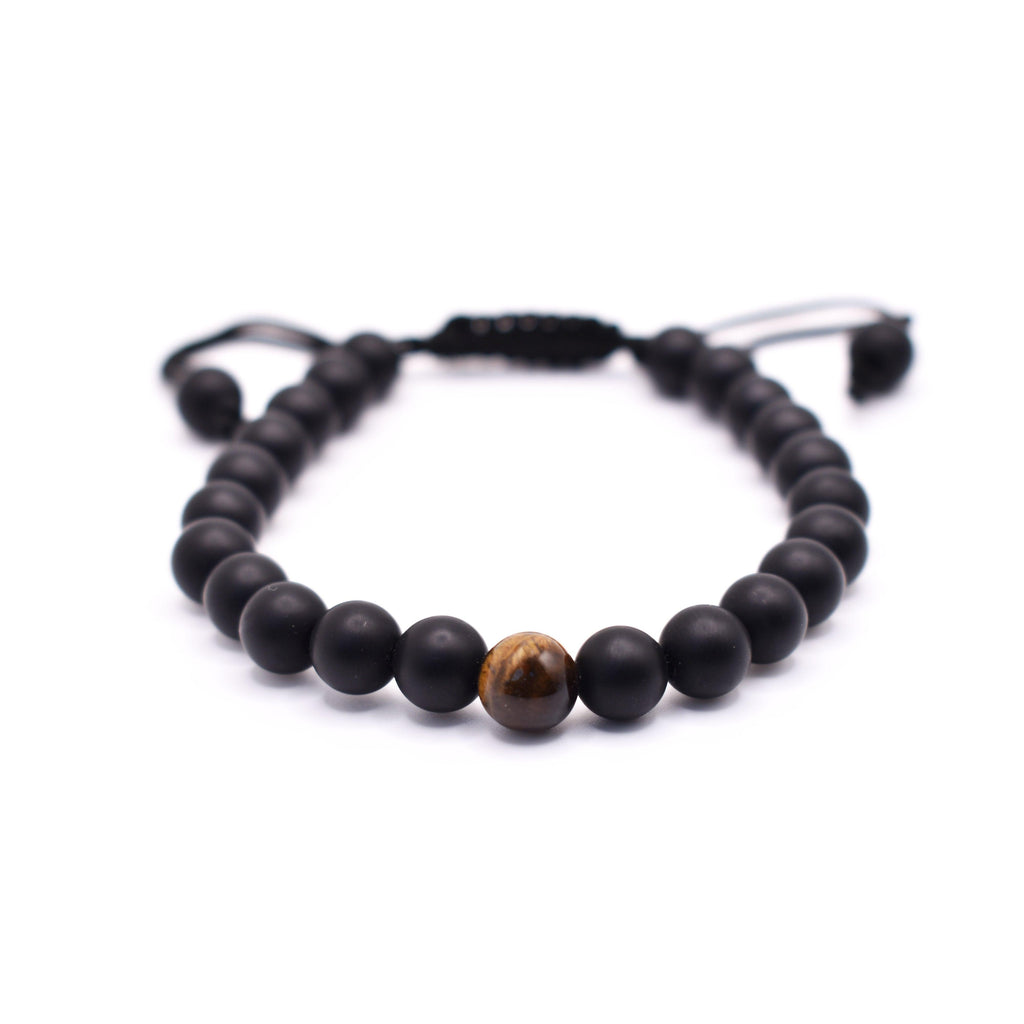 Black Onyx Adjustable Bracelet (Matte Finished) - Mystic Gleam