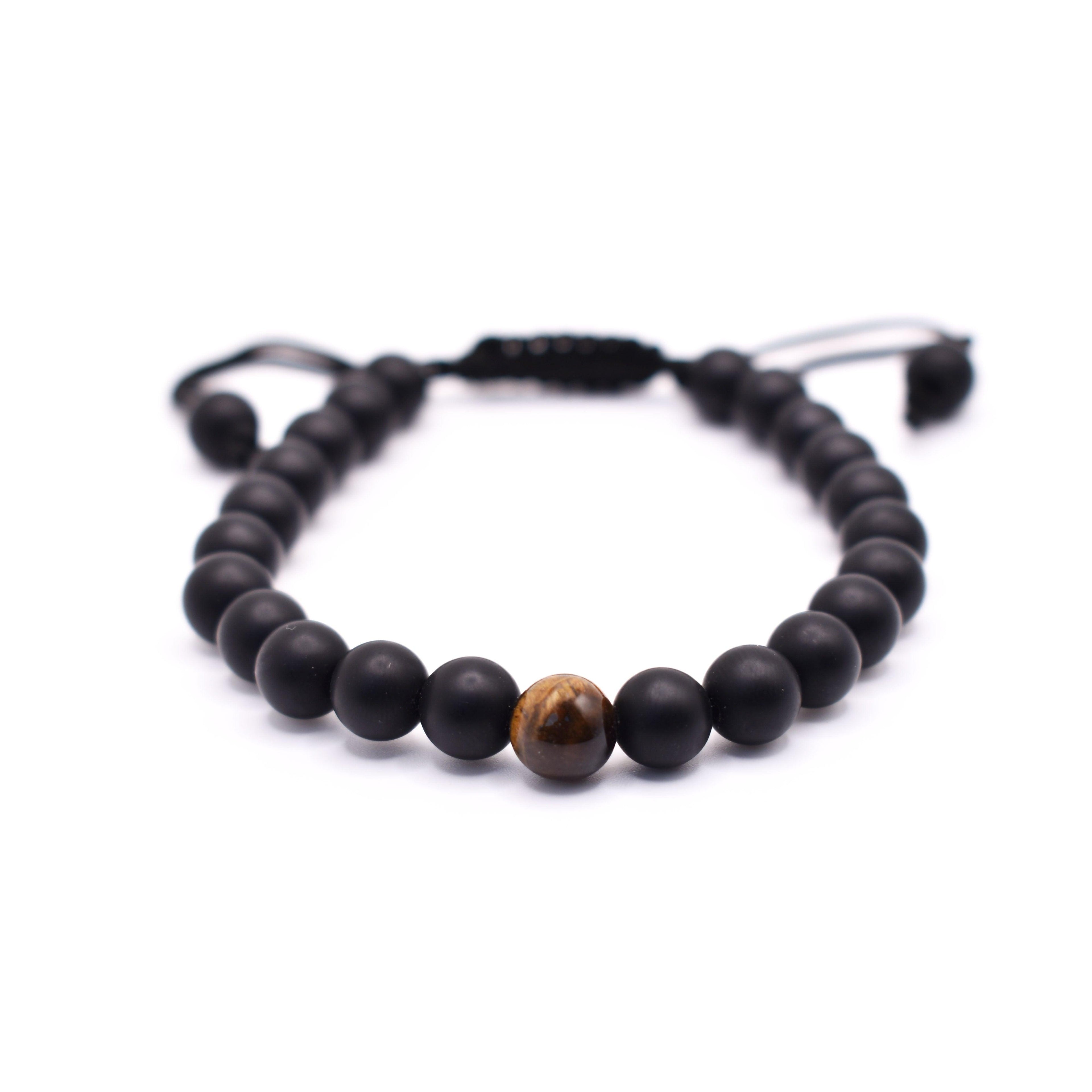 Black Onyx Adjustable Bracelet (Matte Finished) - Mystic Gleam