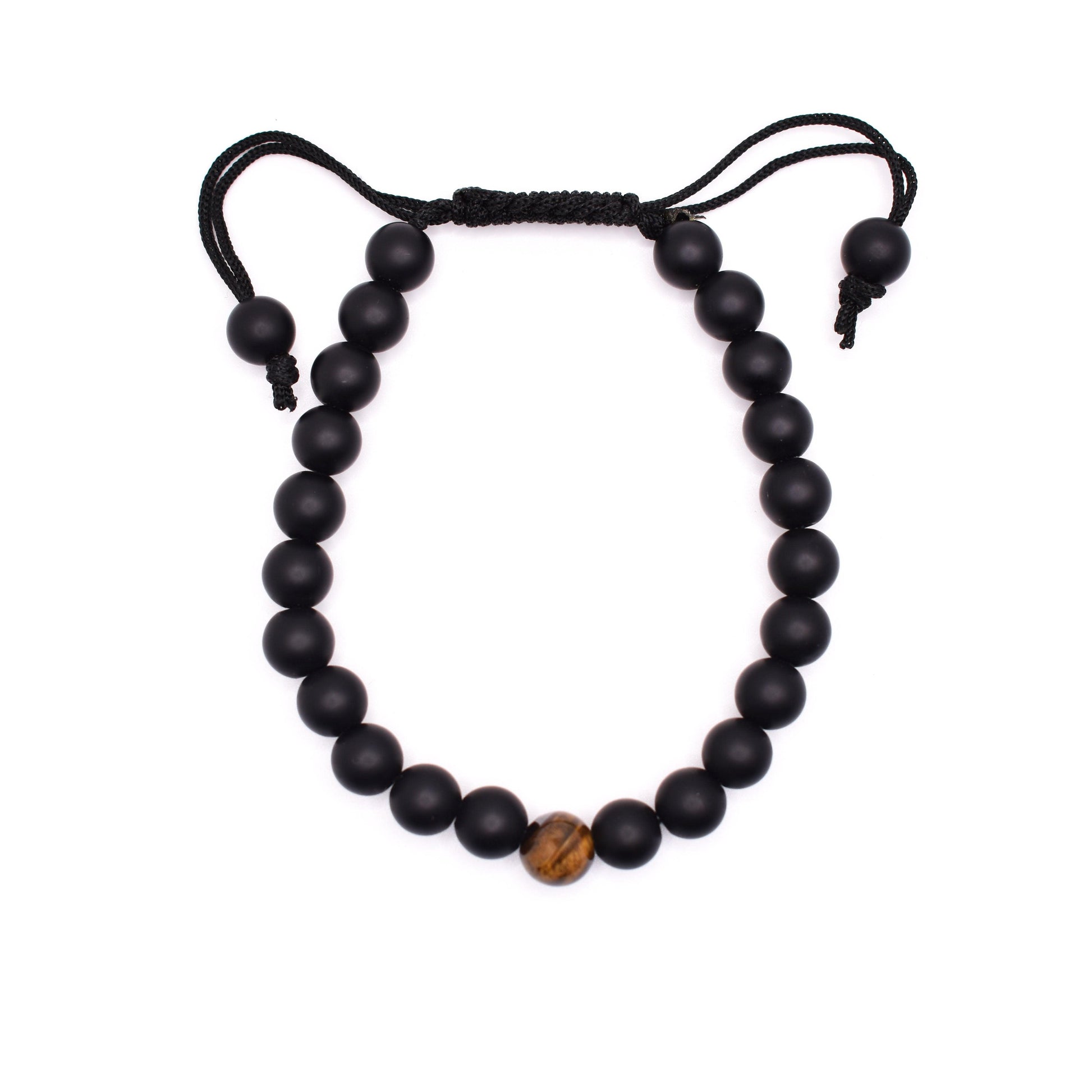 Black Onyx Adjustable Bracelet (Matte Finished) - Mystic Gleam