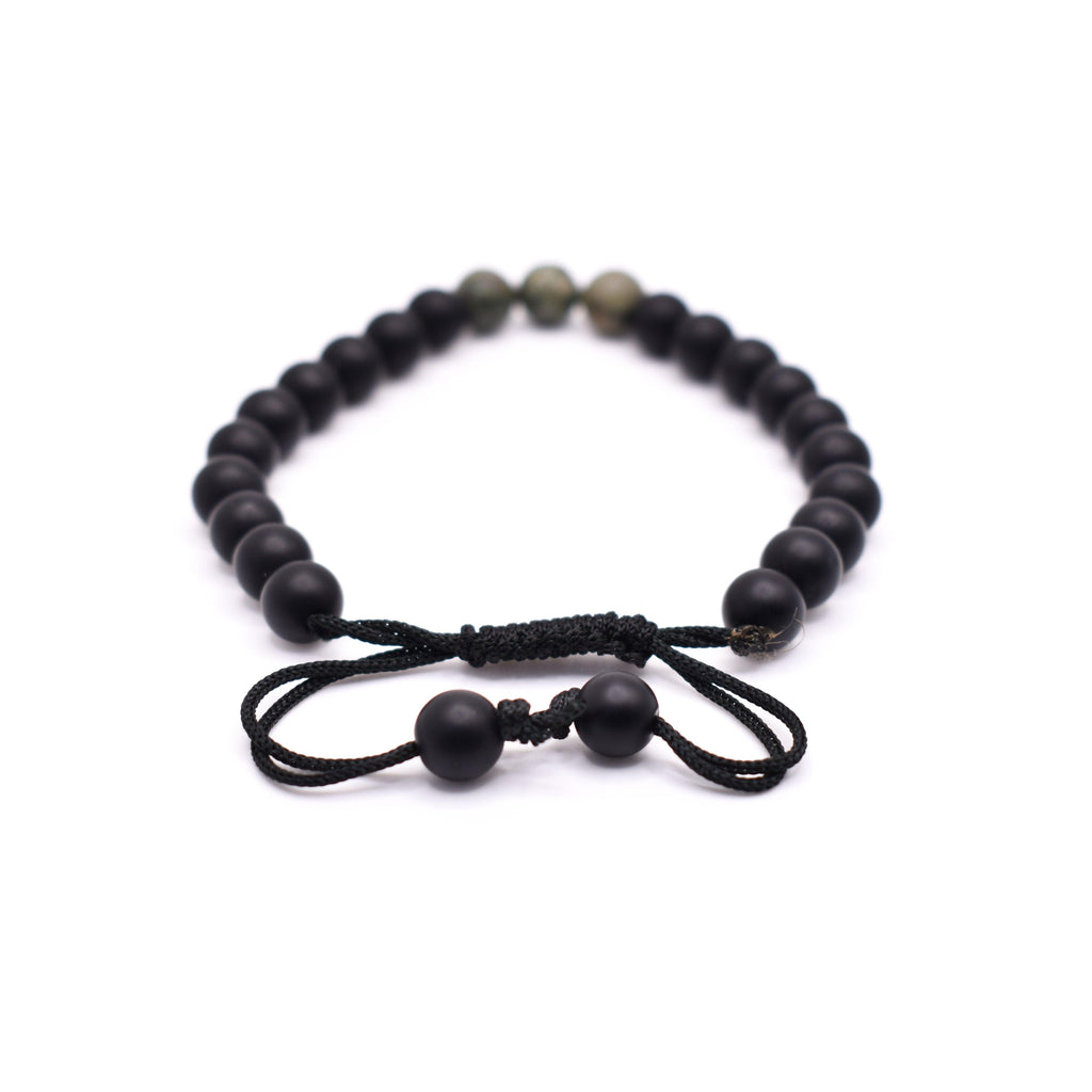 Black Onyx Adjustable Bracelet (Matte Finished) - Mystic Gleam