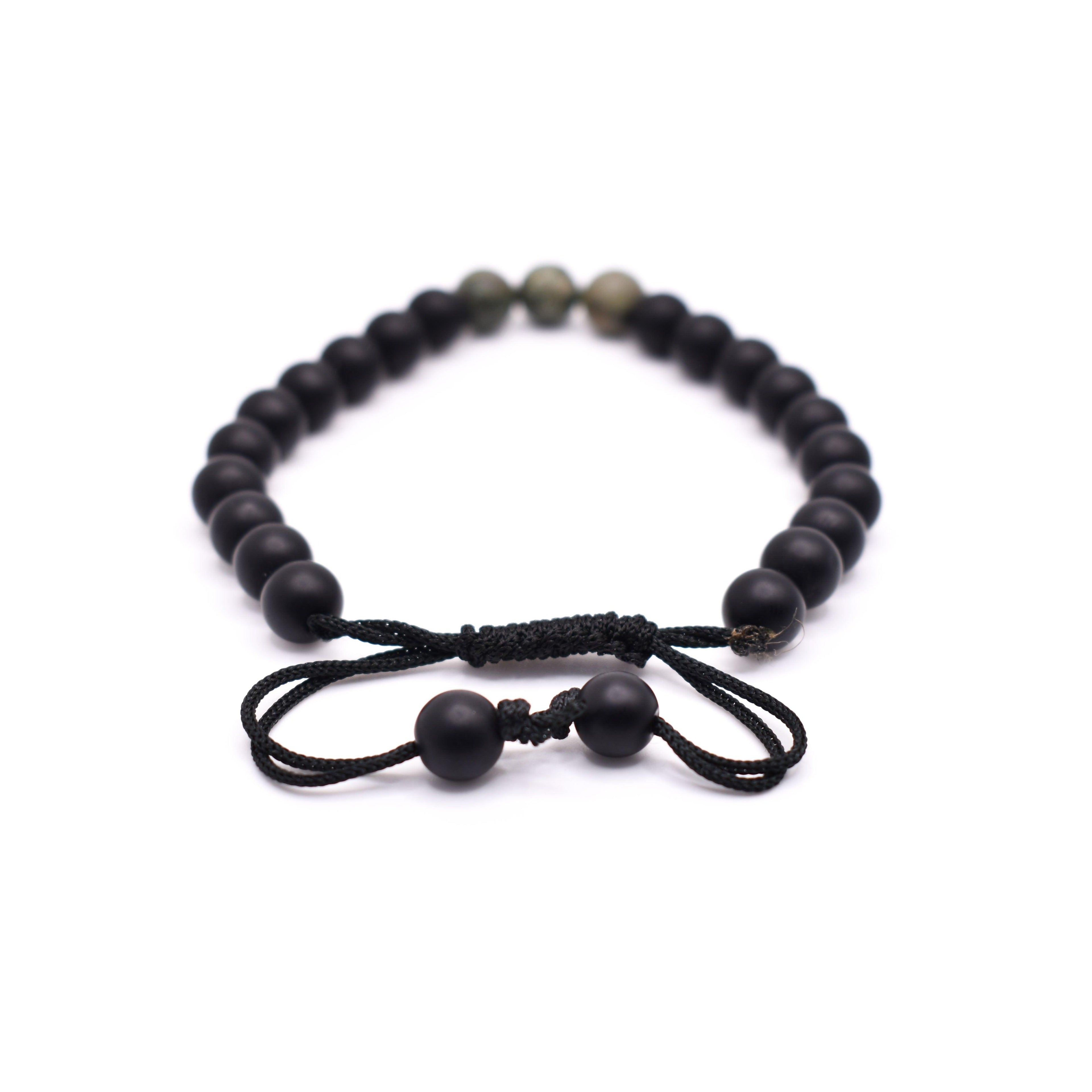 Black Onyx Adjustable Bracelet (Matte Finished) - Mystic Gleam
