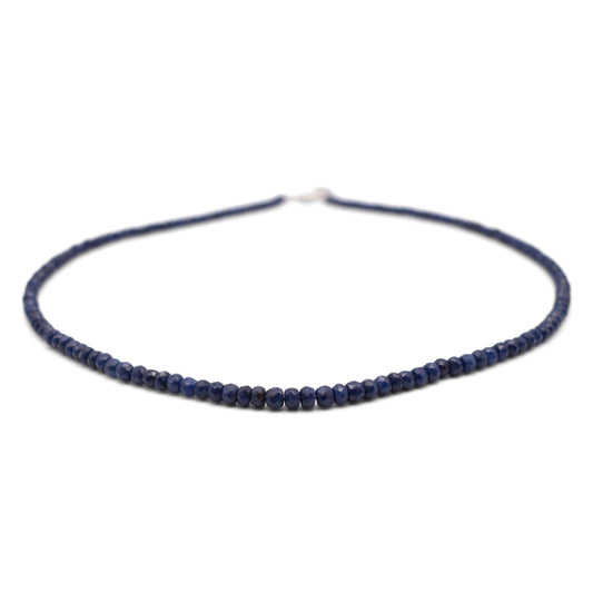 Blue Sapphire Faceted Cut Stone Necklace (Dark) - Mystic Gleam