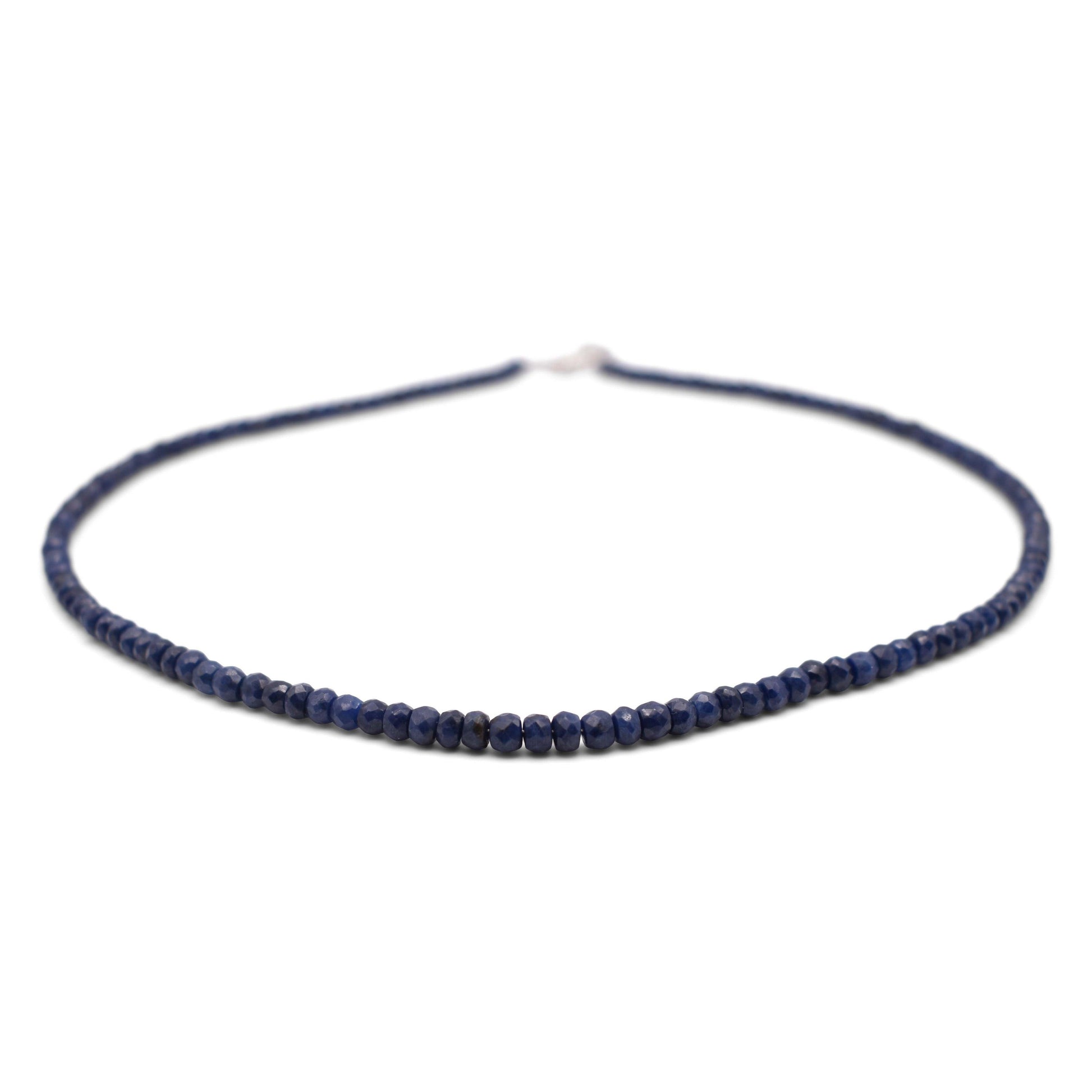 Blue Sapphire Faceted Cut Stone Necklace (Dark) - Mystic Gleam