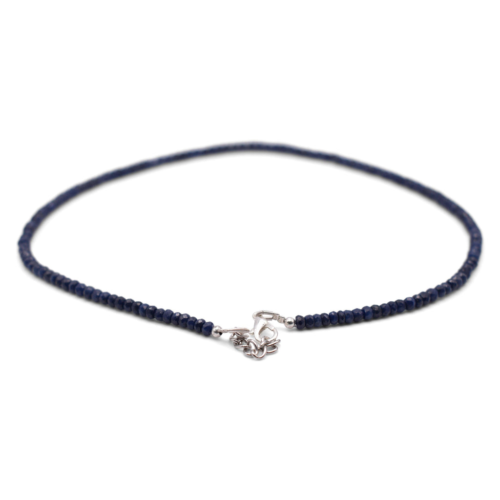Blue Sapphire Faceted Cut Stone Necklace (Dark) - Mystic Gleam
