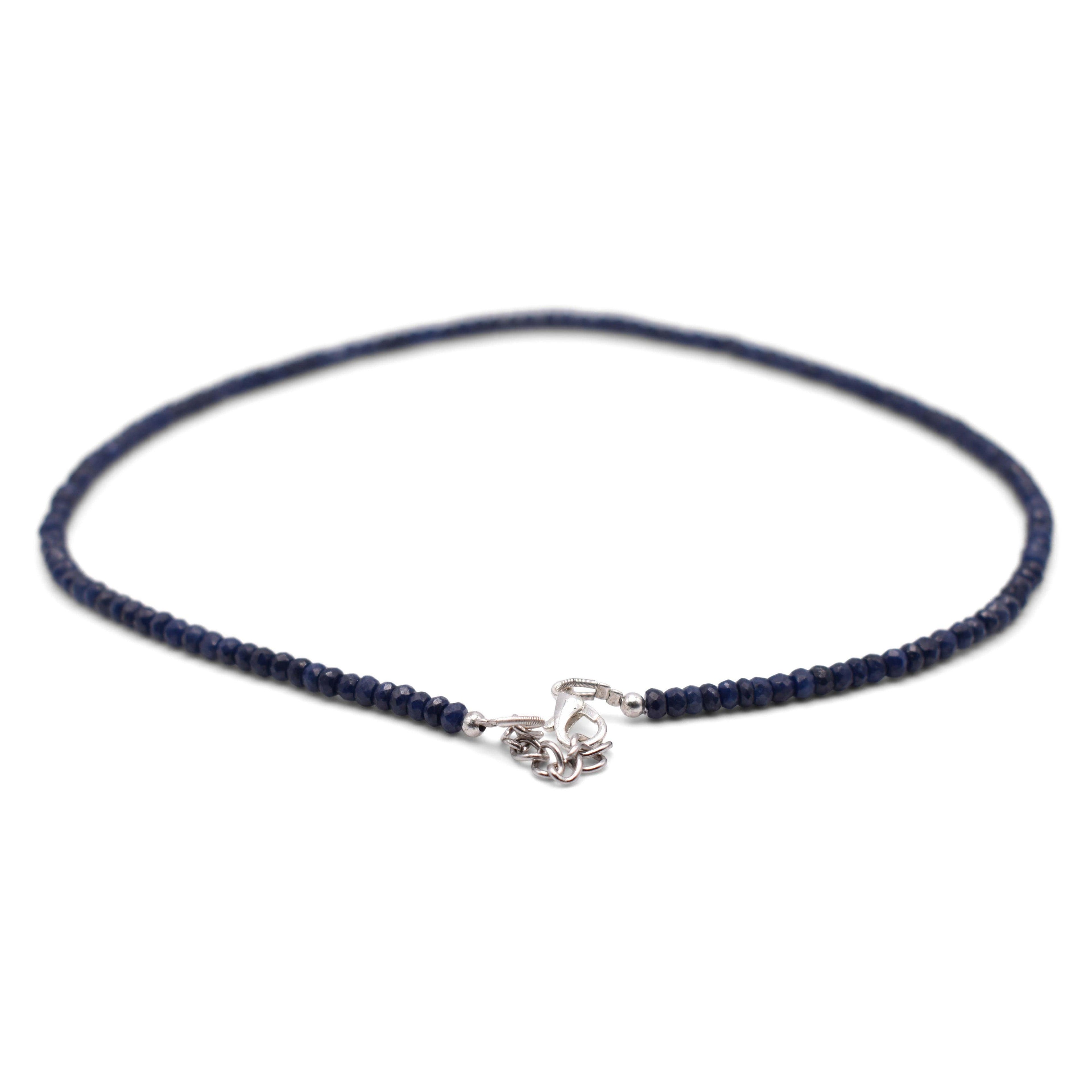 Blue Sapphire Faceted Cut Stone Necklace (Dark) - Mystic Gleam