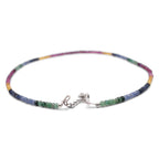 Emerald, Ruby, Sapphire Faceted Cut Stone Necklace - Mystic Gleam