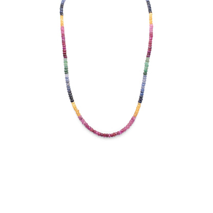 Emerald, Ruby, Sapphire Faceted Cut Stone Necklace - Mystic Gleam
