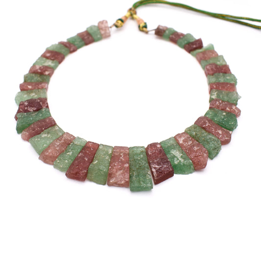 Green and Red Strawberry Bib Necklace - Mystic Gleam