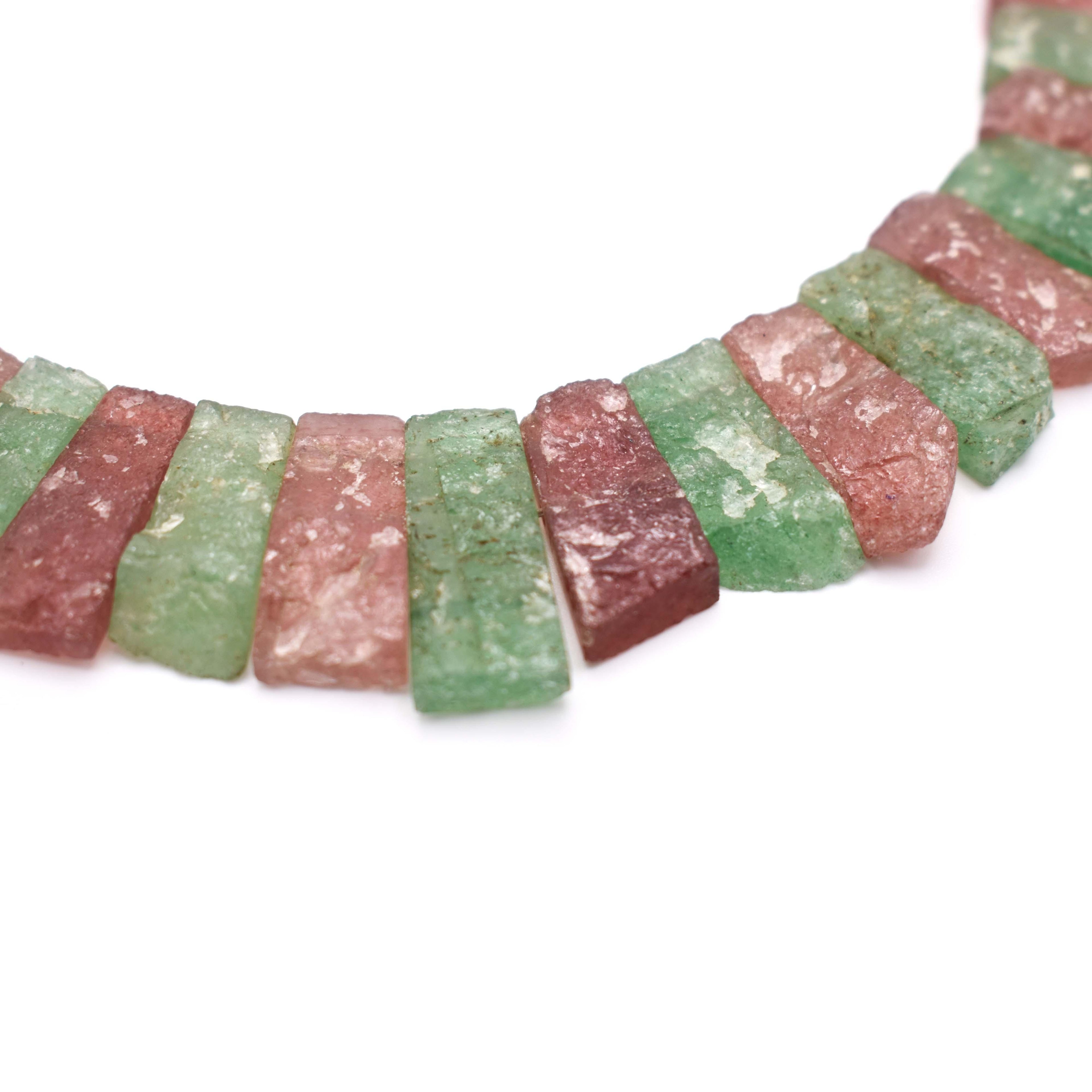 Green and Red Strawberry Bib Necklace - Mystic Gleam