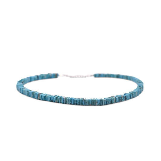 Natural heishi blue colored howlite turquoise necklace for women