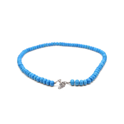 howlite Turquoise blue colored jap Mala necklace back angle