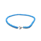 howlite Turquoise blue colored jap Mala necklace back angle