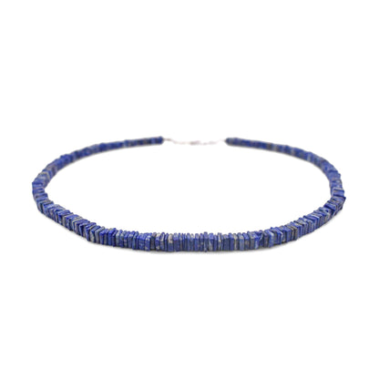 Lapis lazuli Heishi beads necklace front angle
