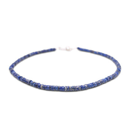 Lapis lazuli faceted cut beads necklace front angle