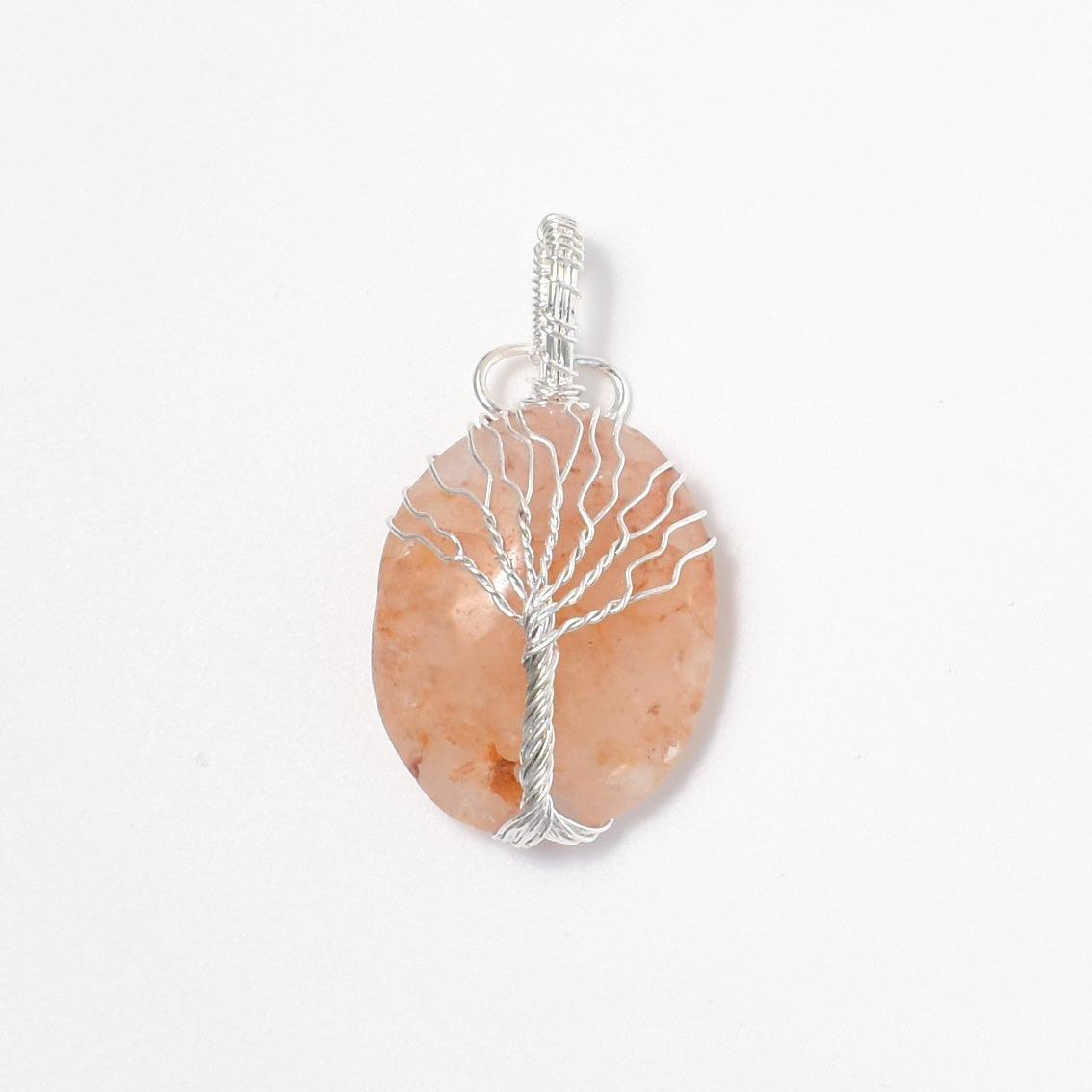 Peach Aventurine Wire Wrapped Pendant - Mystic Gleam