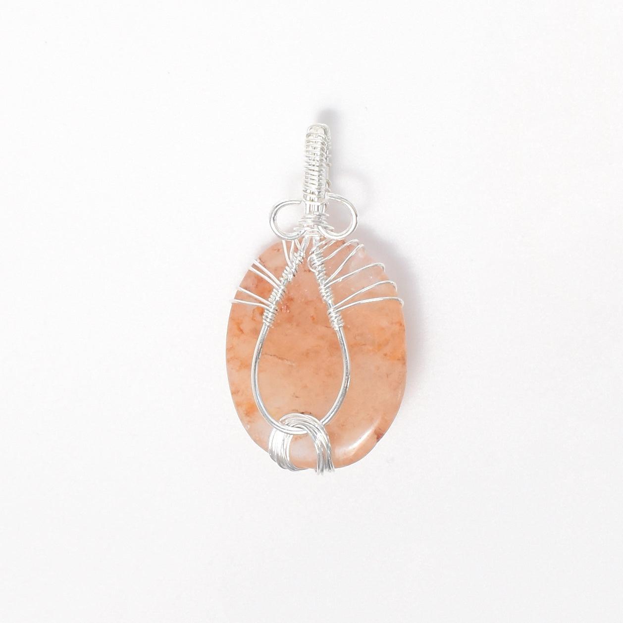 Peach Aventurine Wire Wrapped Pendant - Mystic Gleam