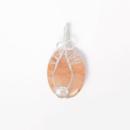 Peach Aventurine Wire Wrapped Pendant - Mystic Gleam