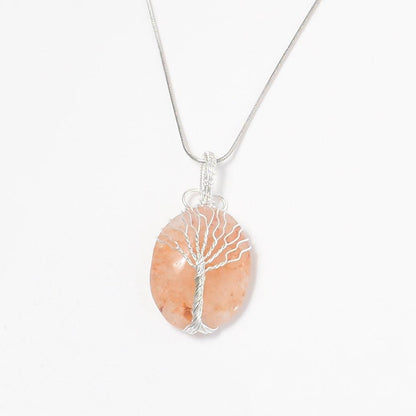 Peach Aventurine Wire Wrapped Pendant - Mystic Gleam