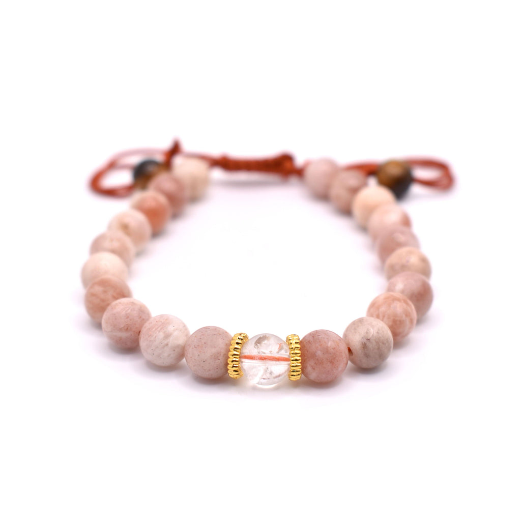 Peach Moonstone Adjustable Bracelet - Mystic Gleam