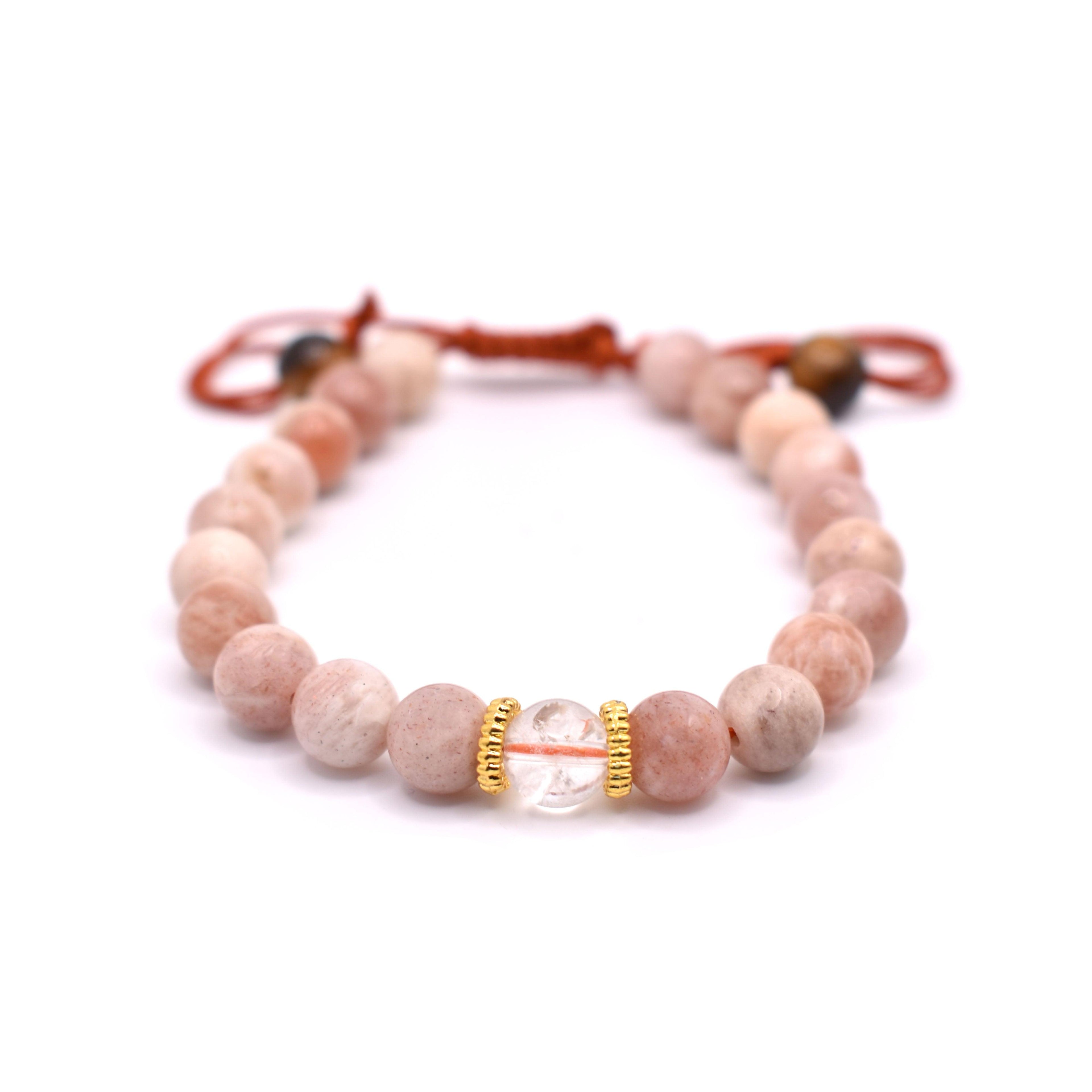 Peach Moonstone Adjustable Bracelet - Mystic Gleam