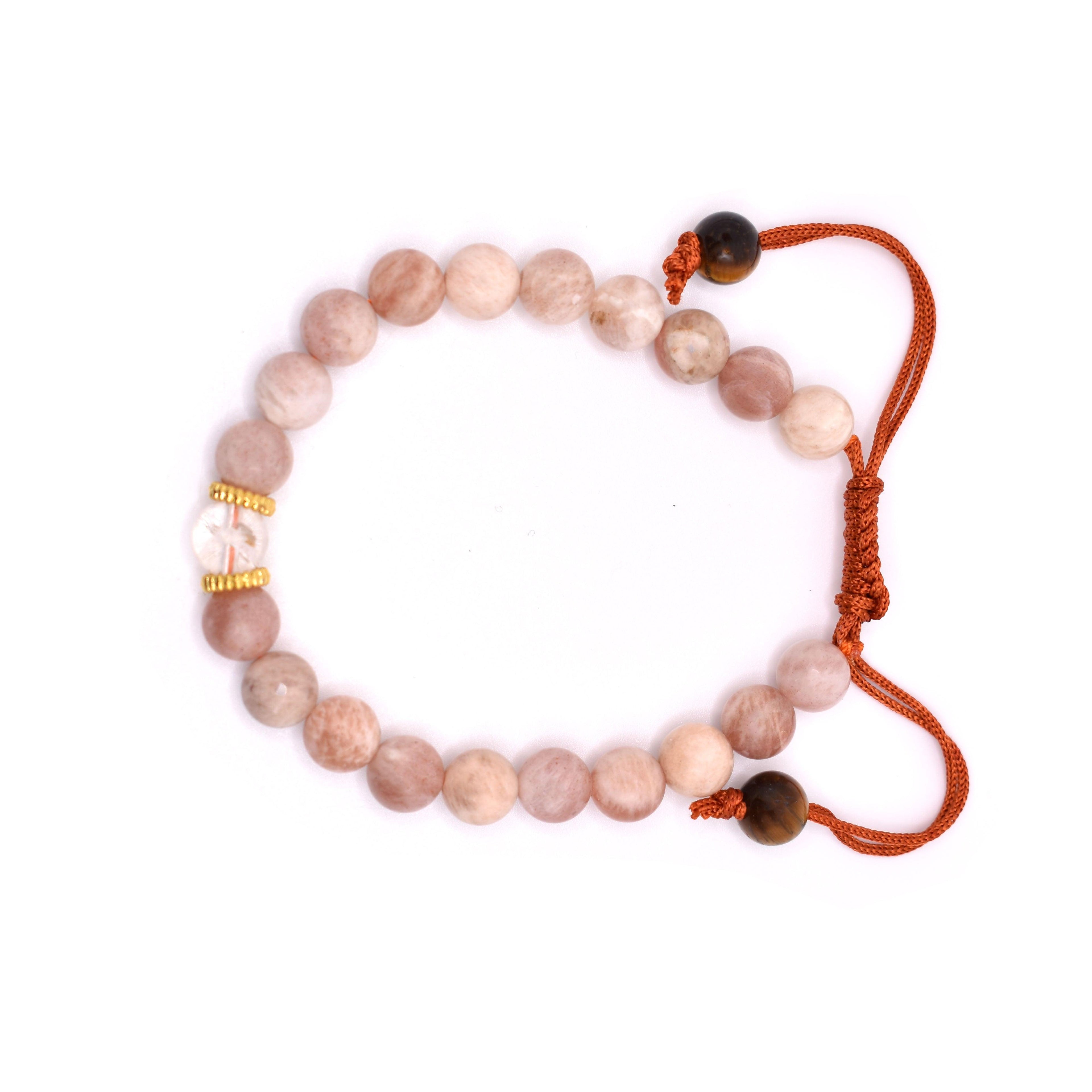 Peach Moonstone Adjustable Bracelet - Mystic Gleam