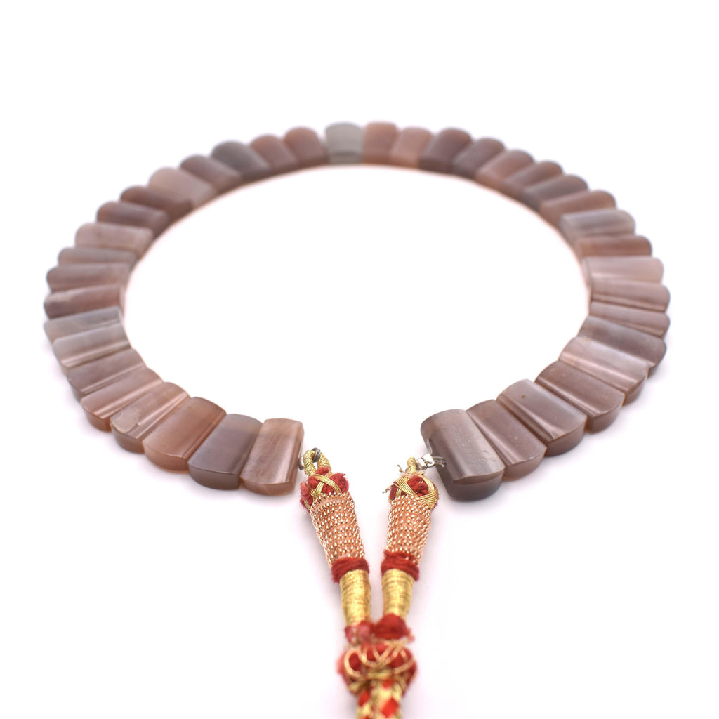 Peach Moonstone Bib Necklace - Mystic Gleam