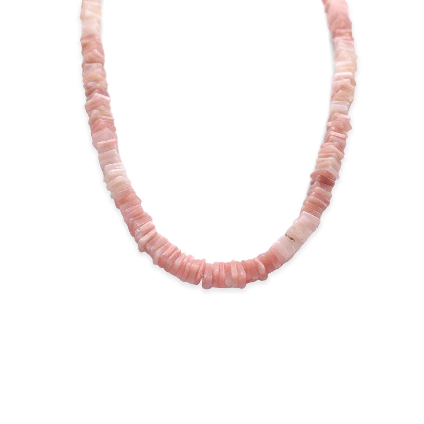 Pink opal heishi beads necklace