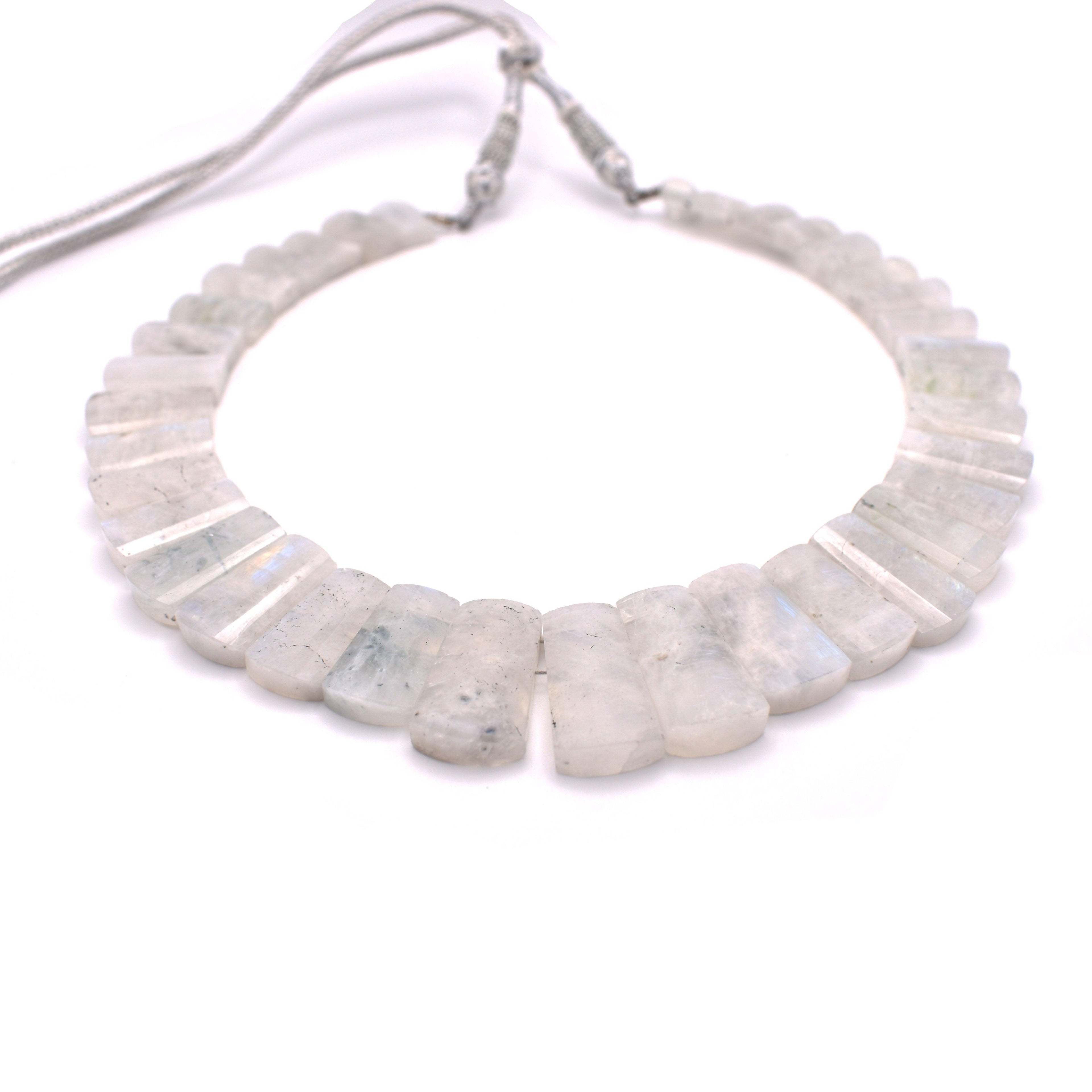 Rainbow Moonstone Bib Necklace - Mystic Gleam