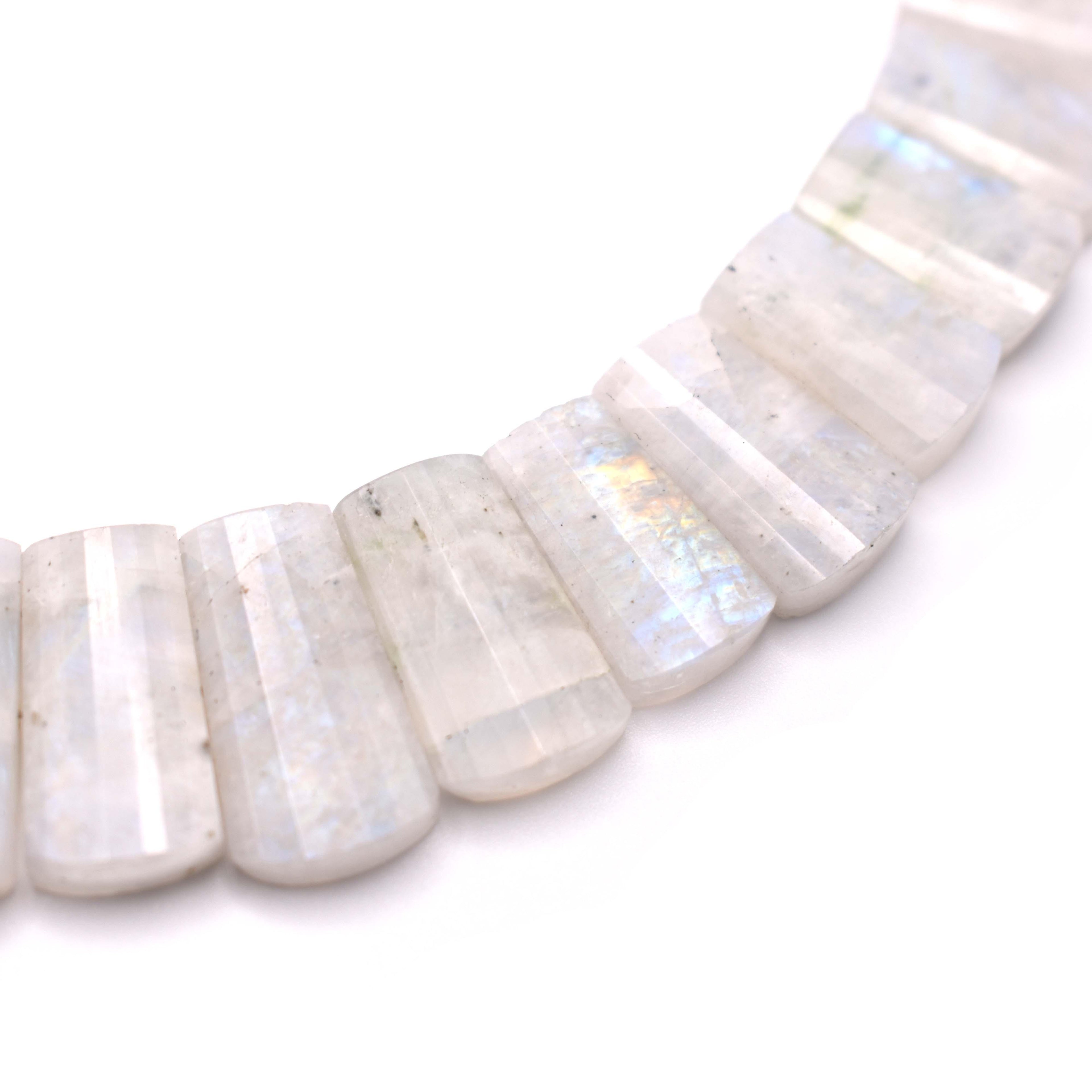 Rainbow Moonstone Bib Necklace - Mystic Gleam